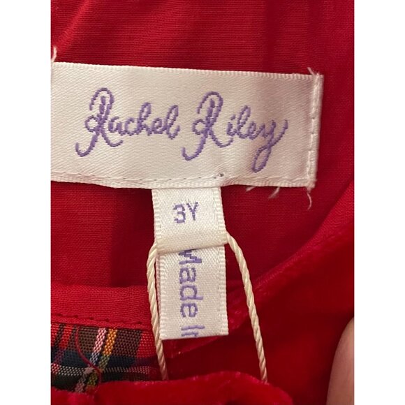 Rachel Riley Girls Red Velvet Dress With Plaid Bow Detail Size 3Y $155 - Picture 8 of 13